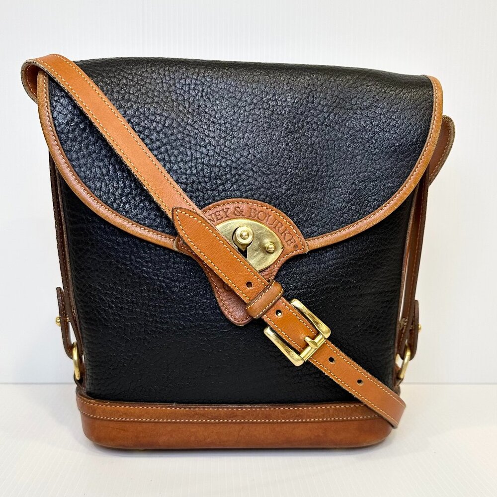 Dooney & Bourke Large Cavalry Spectator Black and Tan AWL Made in USA
